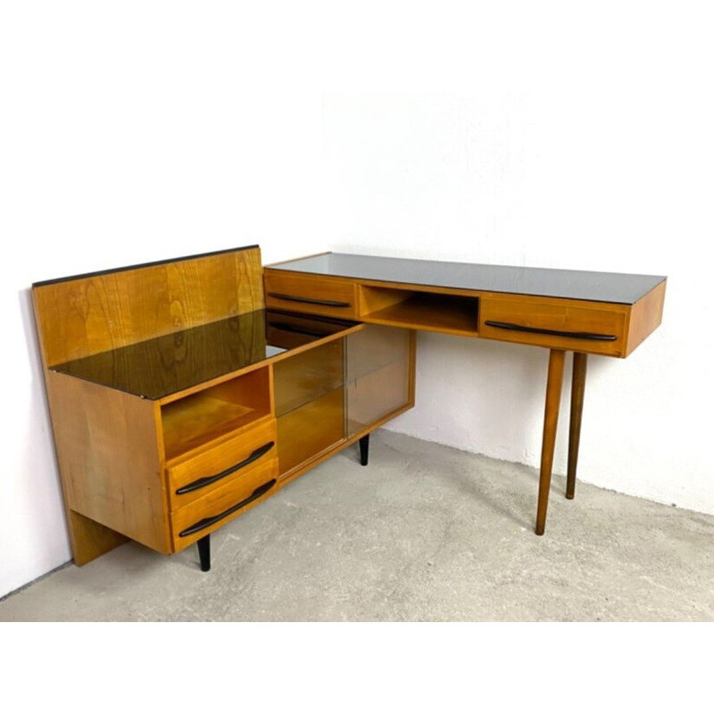 Vintage bureau met ladenkast van Mojmir Pozar voor Up Zavody, Tsjecho-Slowakije 1960