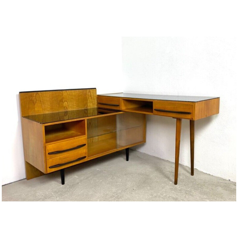 Vintage desk with chest of drawers by Mojmir Pozar for Up Zavody, Czechoslovakia 1960s