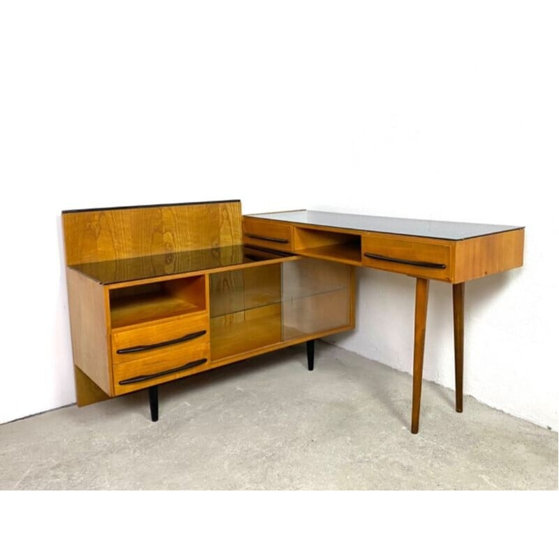Vintage desk with chest of drawers by Mojmir Pozar for Up Zavody, Czechoslovakia 1960s