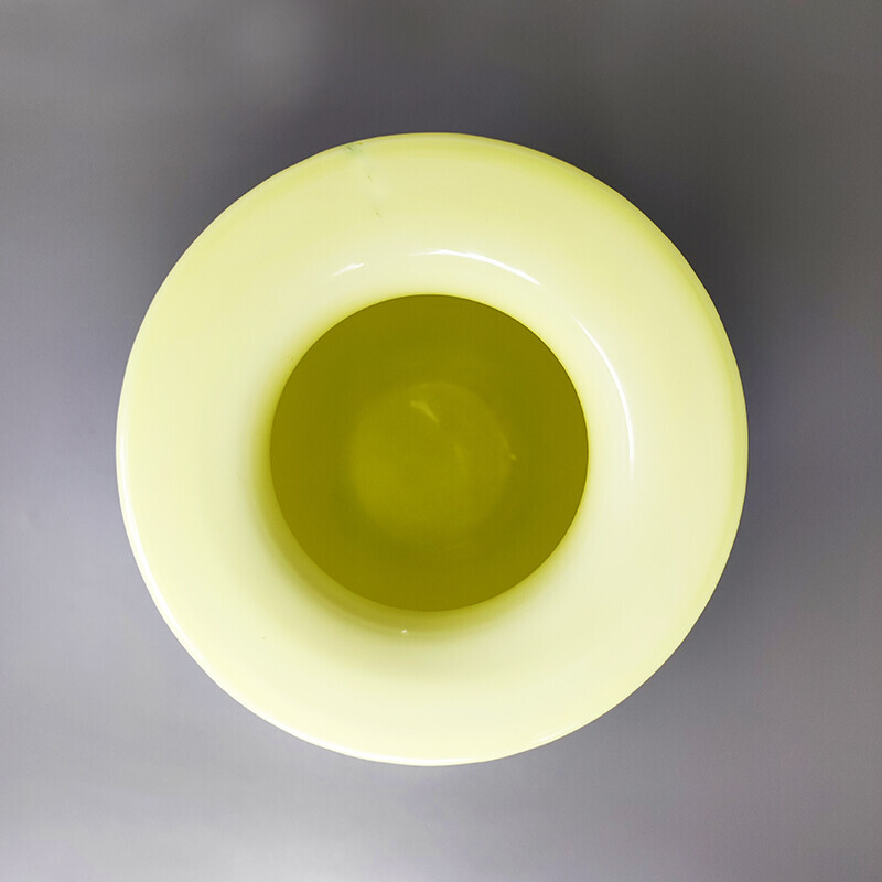 Vaso vintage in vetro giallo di Murano di Dogi, Italia 1960