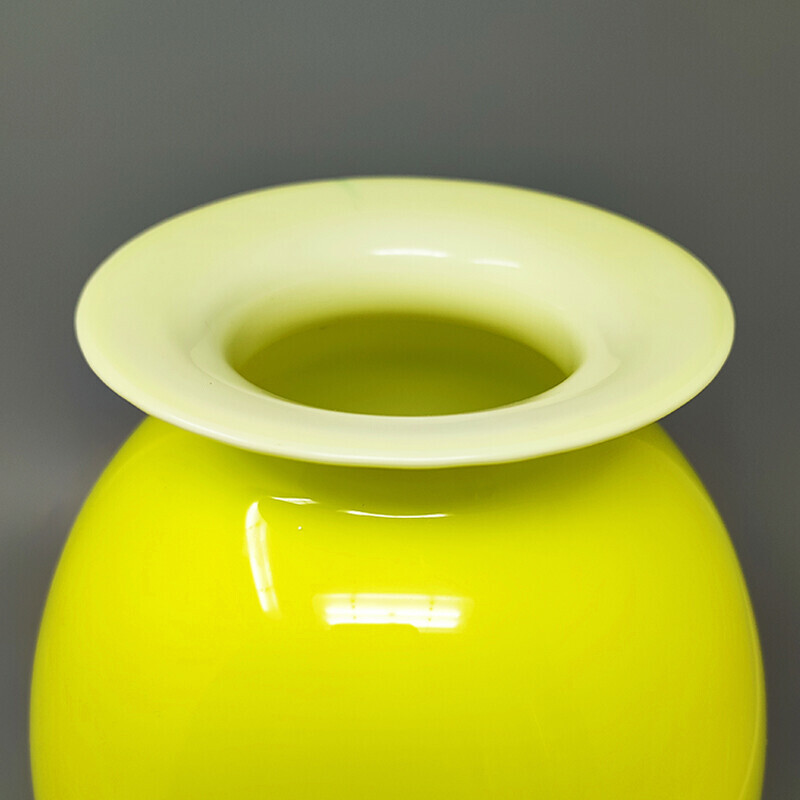 Vintage yellow Murano glass vase by Dogi, Italy 1960s