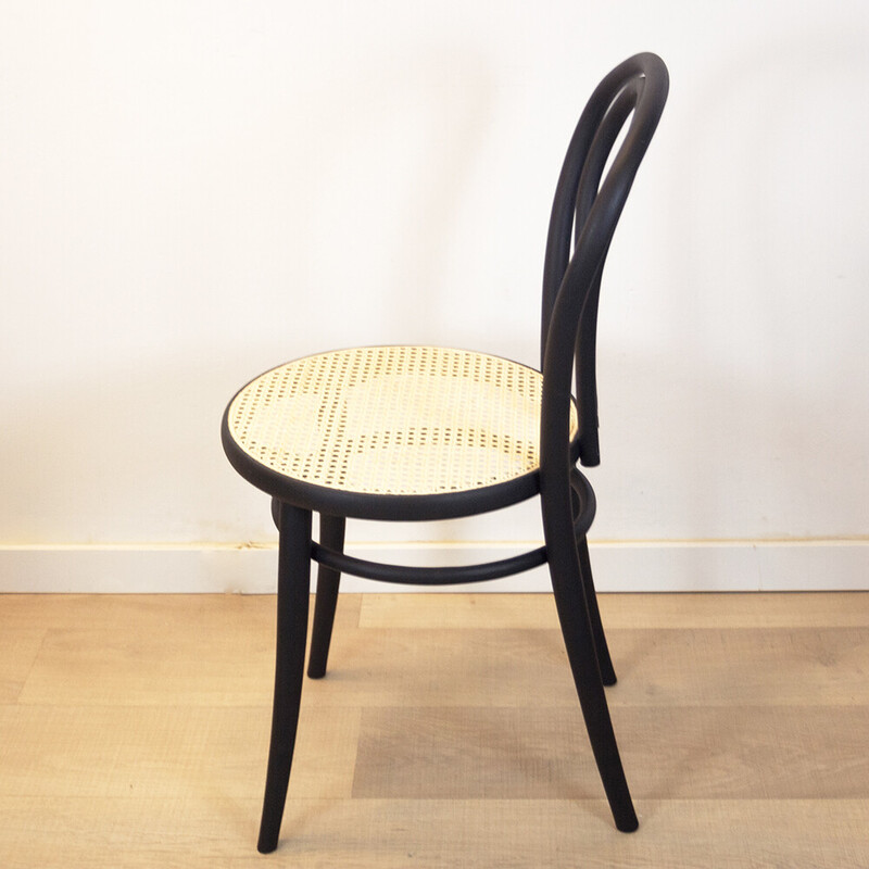 Vintage bentwood and woven rattan chair, Czechoslovakia 1960s