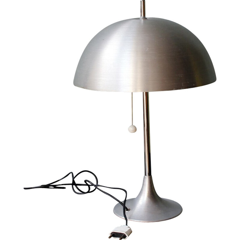 Lampe de table en métal brossé, édition Disderot - 1960