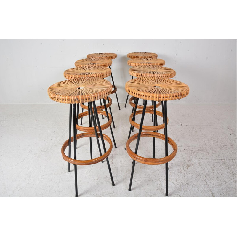 Set of 8 vintage bar stools by Dirk van Sliedrecht for Rohé Noordwolde, Netherlands 1950