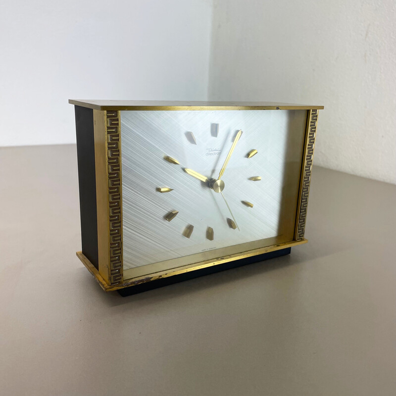 Horloge de table vintage en métal et laiton par Diehl Dilectron, Allemagne 1960