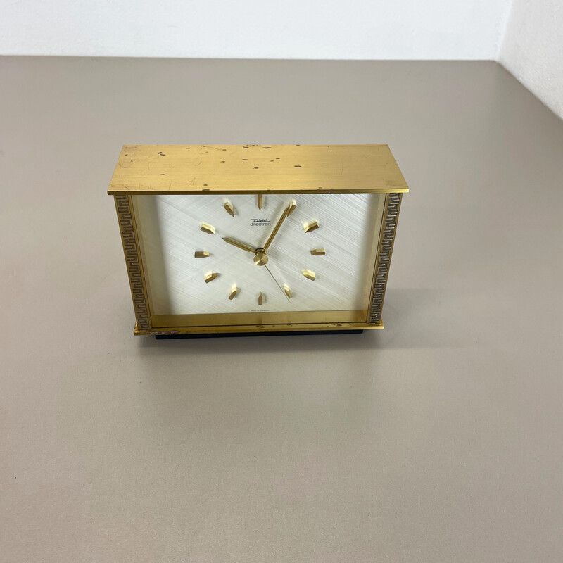 Reloj de sobremesa vintage de metal y latón de Diehl Dilectron, Alemania Años 60