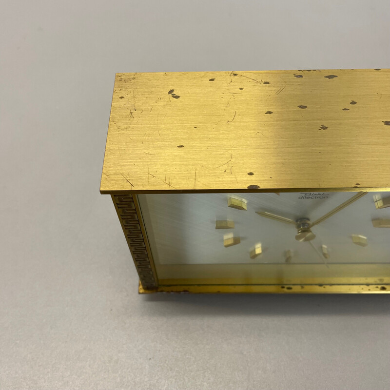 Vintage metal and brass table clock by Diehl Dilectron, Germany 1960s