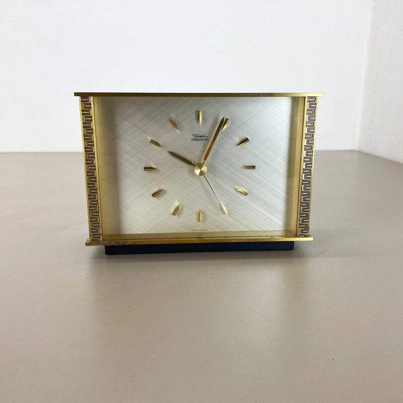 Vintage metal and brass table clock by Diehl Dilectron, Germany 1960s