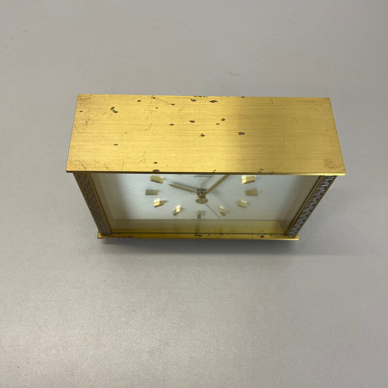 Reloj de sobremesa vintage de metal y latón de Diehl Dilectron, Alemania Años 60