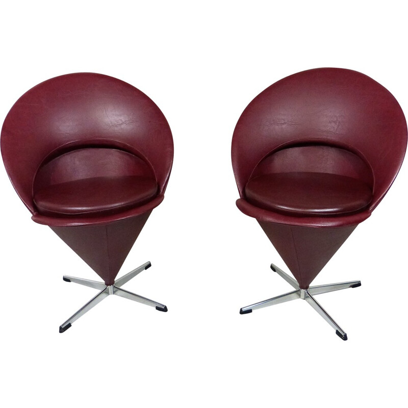 Lot de deux chaises Cone de Verner Panton pour Plus-linge - 1960