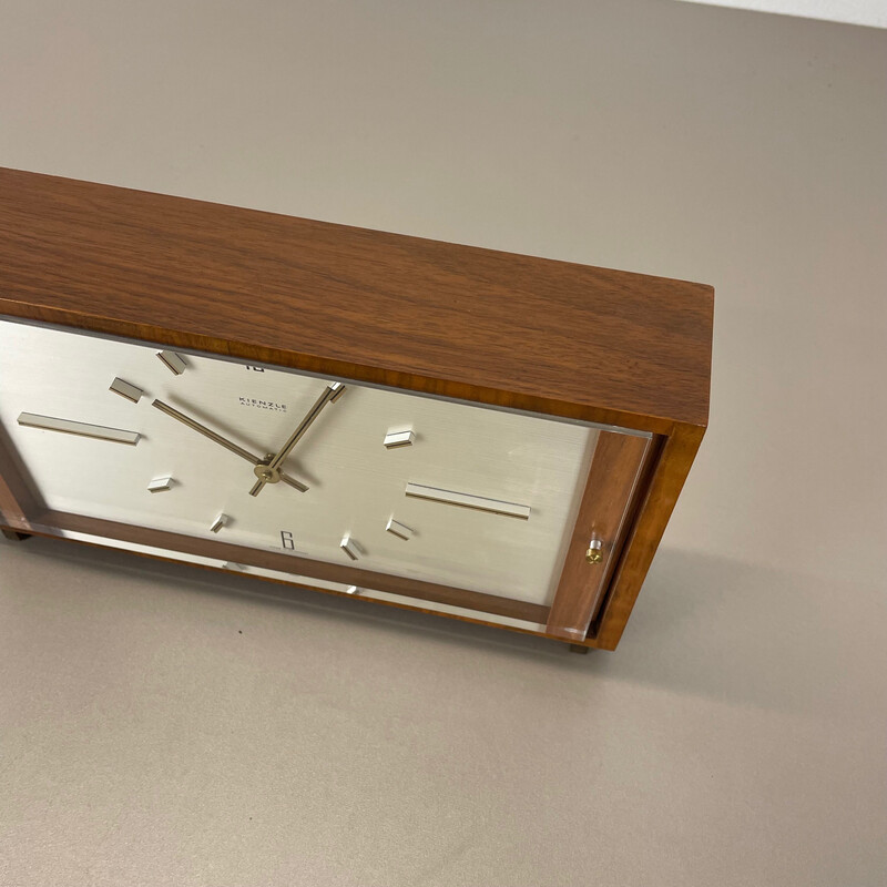 Reloj de sobremesa vintage Hollywood Regency de madera de Kienzle, Alemania años 60