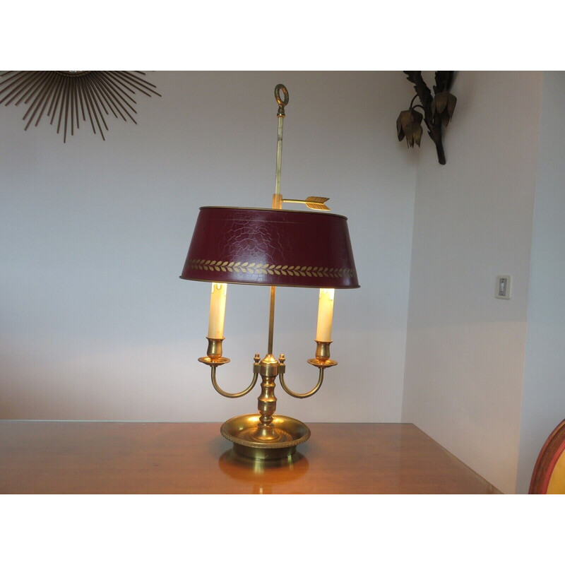 Vintage hot water bottle lamp in solid bronze by Lucien Gau, France