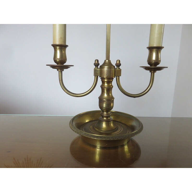 Vintage hot water bottle lamp in solid bronze by Lucien Gau, France