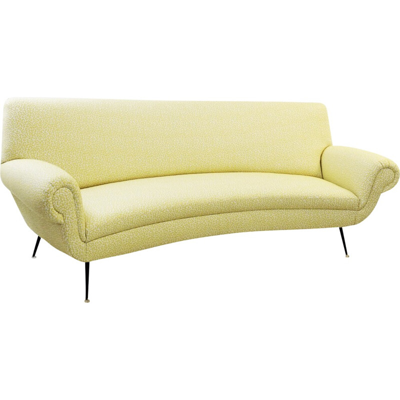 Yellow sofa in brass by Gigi radice for Minotti - 1950s