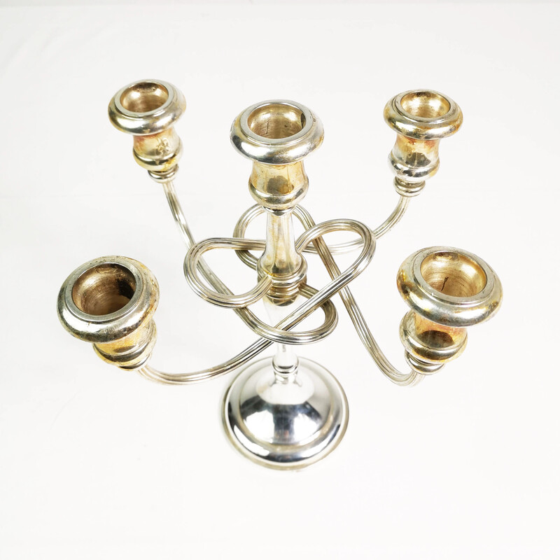 Vintage silver plated table candlestick, Italy 1960s