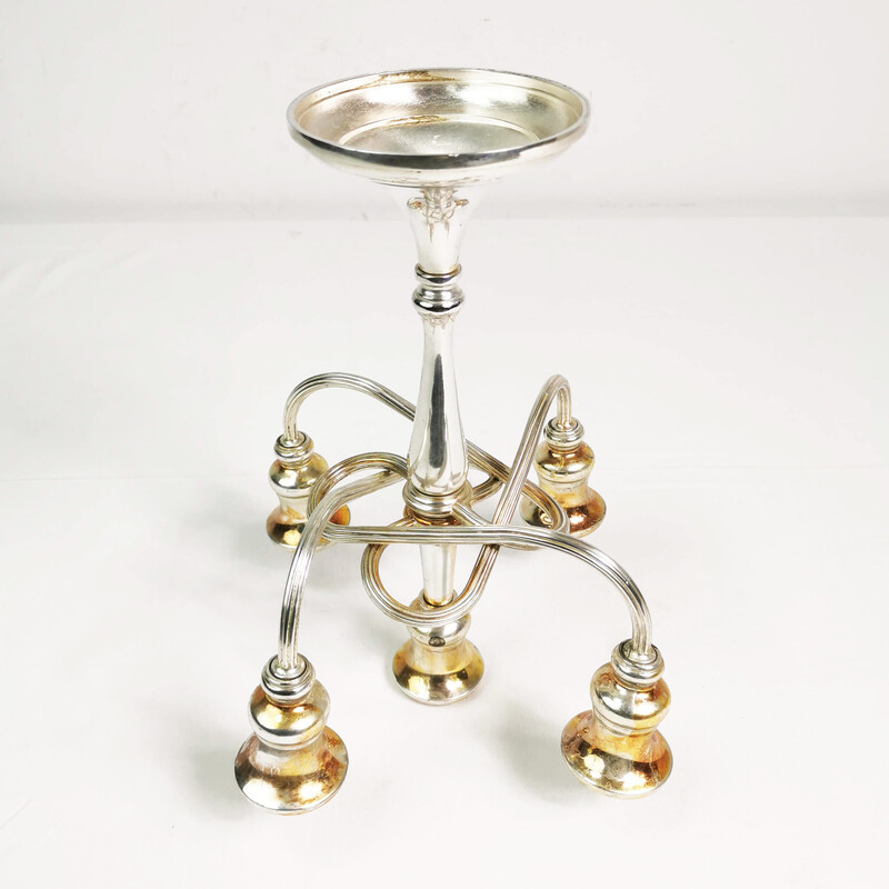 Vintage silver plated table candlestick, Italy 1960s