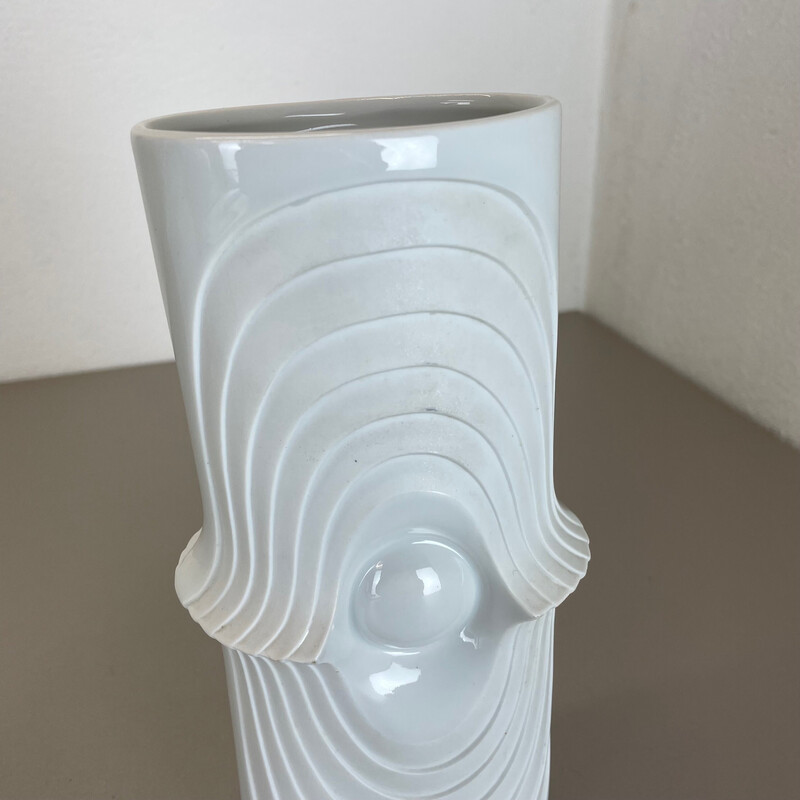 Pareja de jarrones de porcelana Op Art vintage de Royal Bavaria Kpm, Alemania años 70