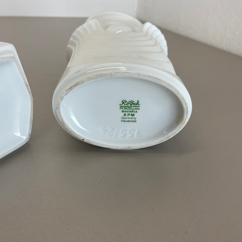 Pair of vintage porcelain Op Art vases by Royal Bavaria Kpm, Germany 1970s