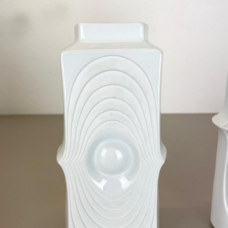 Pair of vintage porcelain Op Art vases by Royal Bavaria Kpm, Germany 1970s