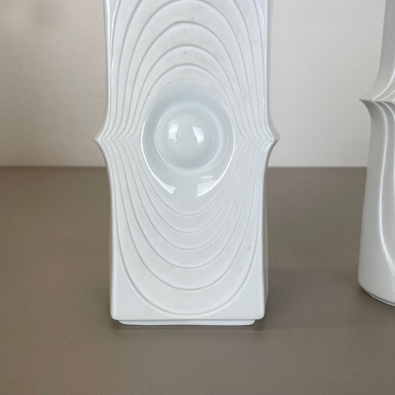 Paar Op-Art-Vasen aus Porzellan von Royal Bavaria Kpm, Deutschland 1970er Jahre