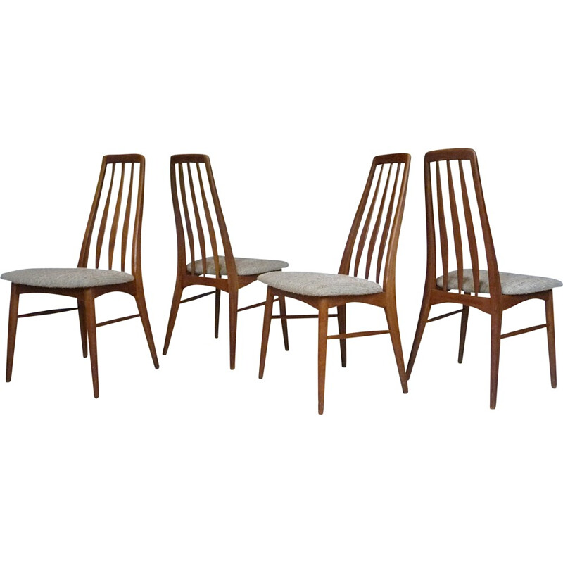 Set of 4 "Eva" Danish dining chairs in teak by Niels Koefoed for Koefoed Møbelfabrik - 1960s