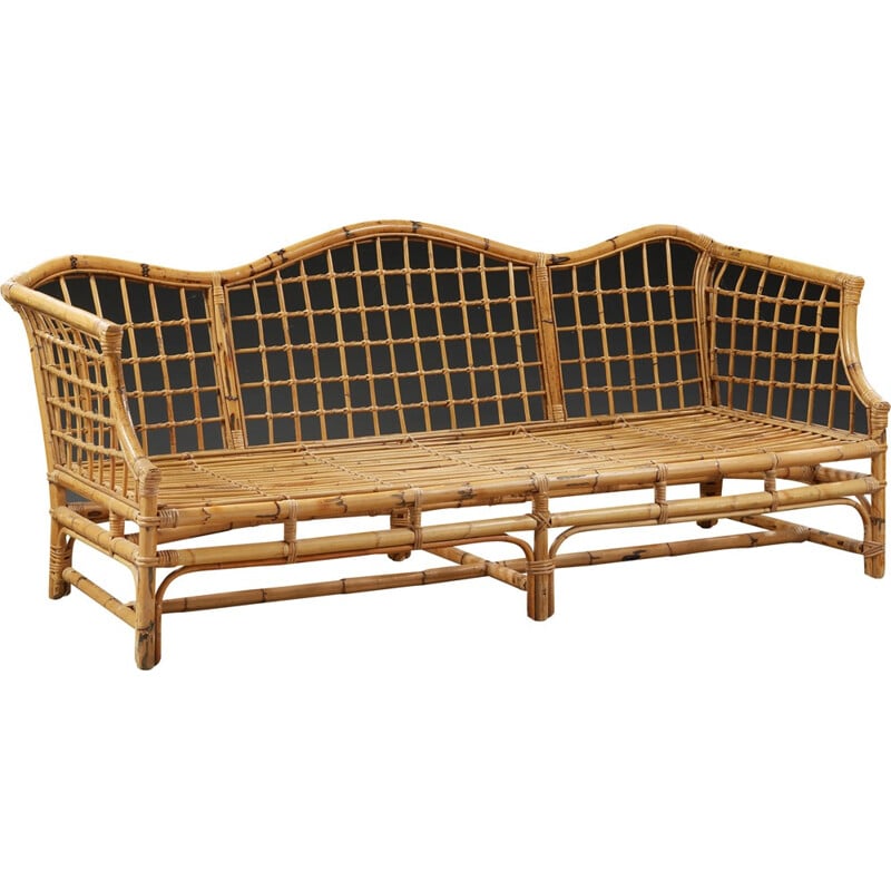 3-seater sofa in rattan - 1960s 