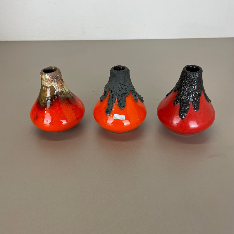 Set of 3 vintage ceramic vases by Roth Ceramics, Germany 1970s