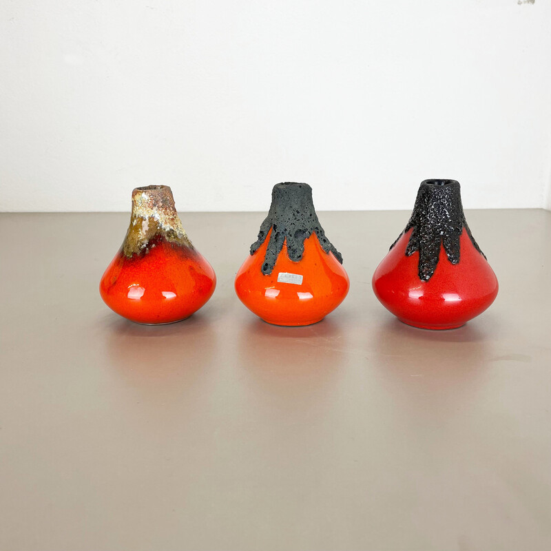 Set of 3 vintage ceramic vases by Roth Ceramics, Germany 1970s