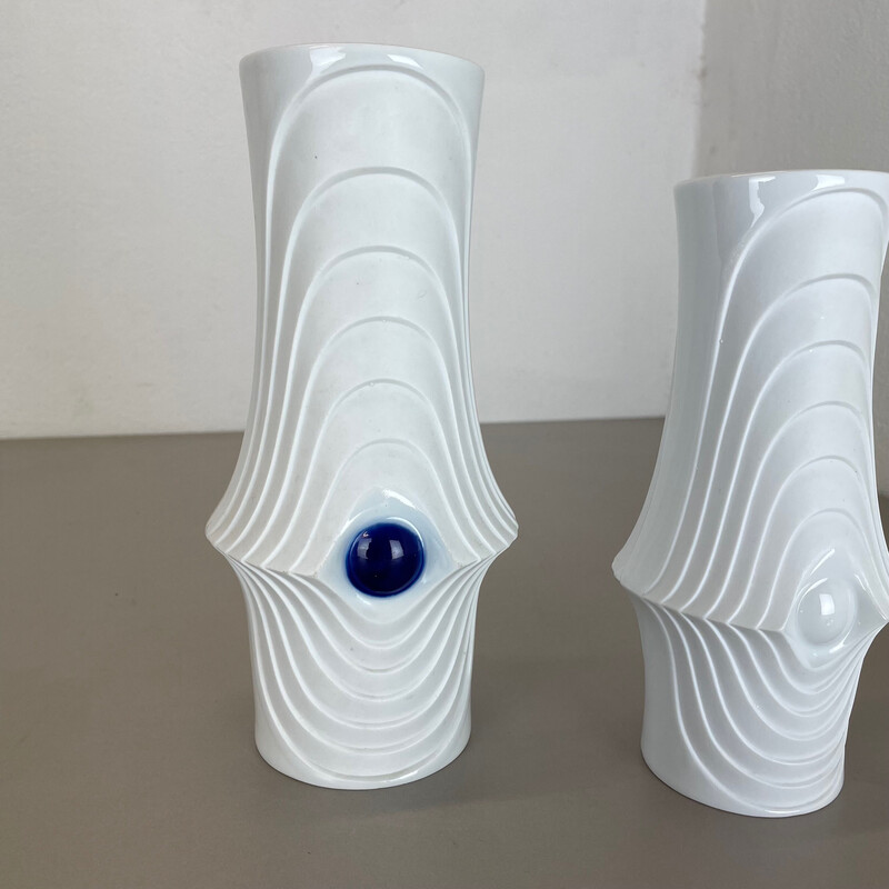 Pair of vintage porcelain Op Art vases by Royal Bavaria Kpm, Germany 1970s