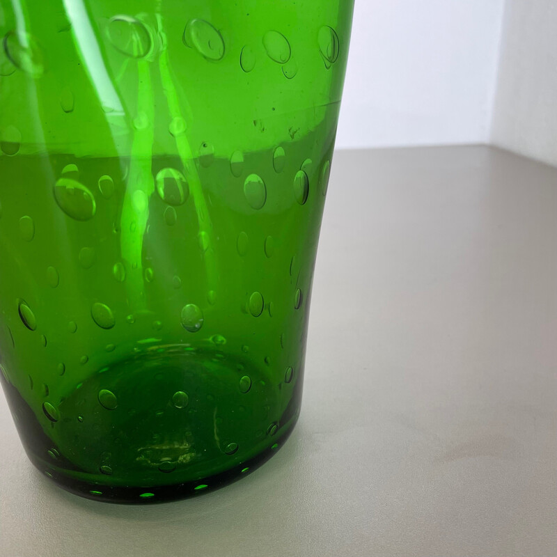 Jarrón de burbujas "verde" de cristal de Murano, Italia, años 70