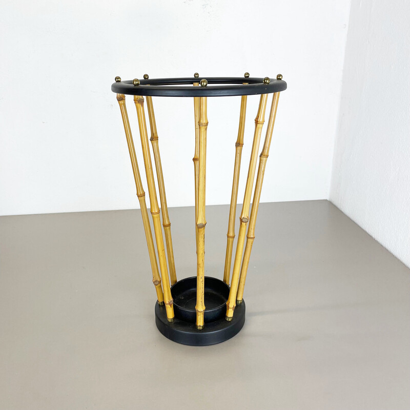 Mid century metal and bamboo umbrella stand, Germany 1950s