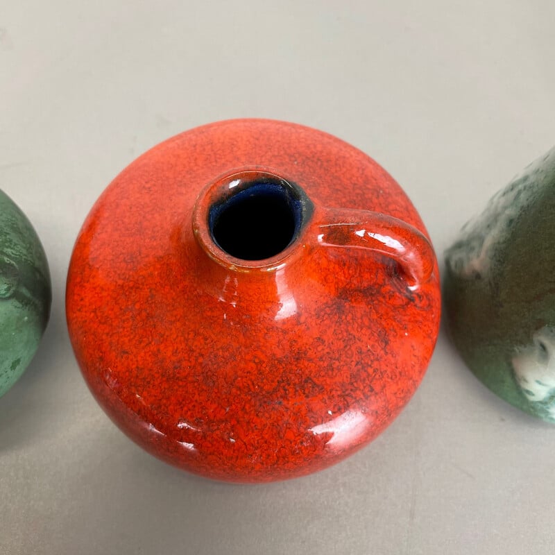 Juego de 5 jarrones vintage de cerámica multicolor de Otto Keramik, Alemania años 70