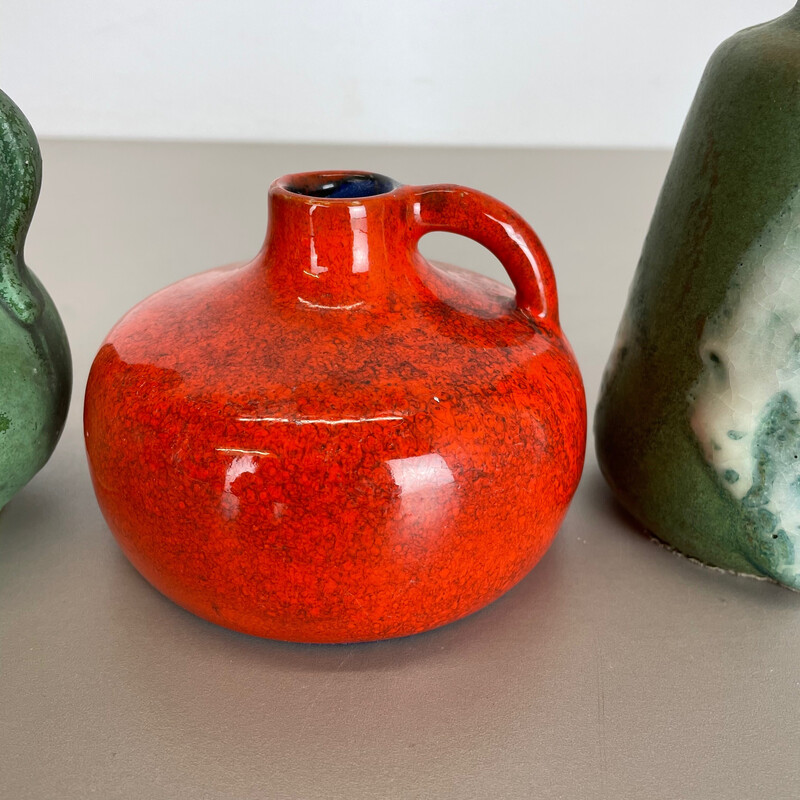 Set di 5 vasi vintage in ceramica multicolore di Otto Keramik, Germania anni '70