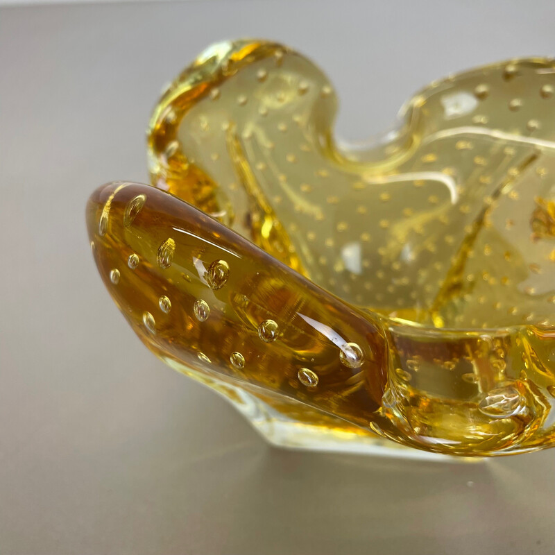 Cenicero vintage de cristal de Murano "Honey Bubble", Italia años 70