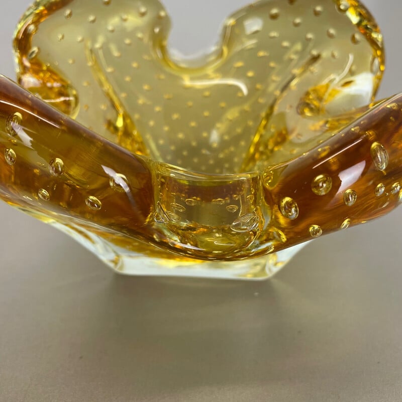 Vintage Murano glass "Honey Bubble" ashtray, Italy 1970s