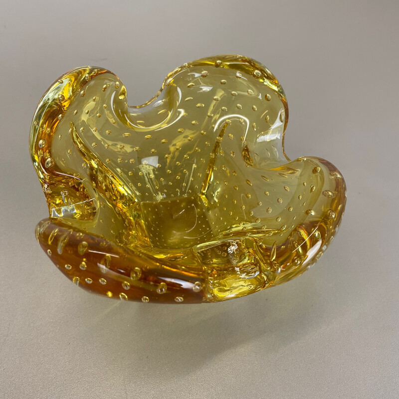 Aschenbecher "Honey Bubble" aus Muranoglas, Italien 1970er Jahre