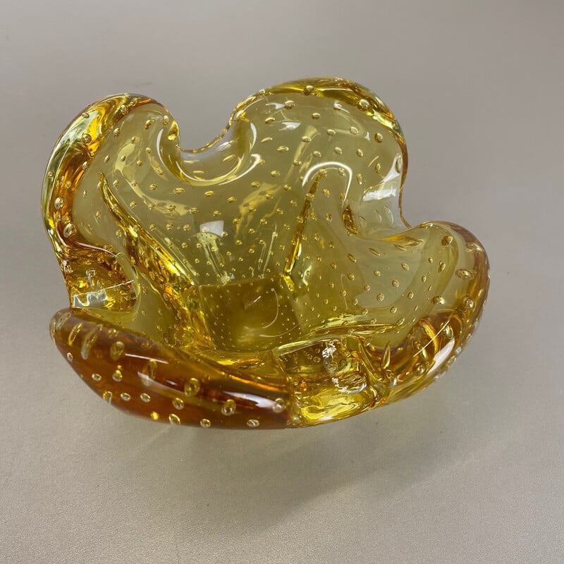 Vintage Murano glass "Honey Bubble" ashtray, Italy 1970s