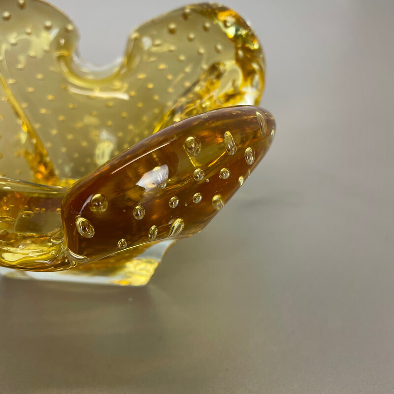 Vintage Murano glass "Honey Bubble" ashtray, Italy 1970s