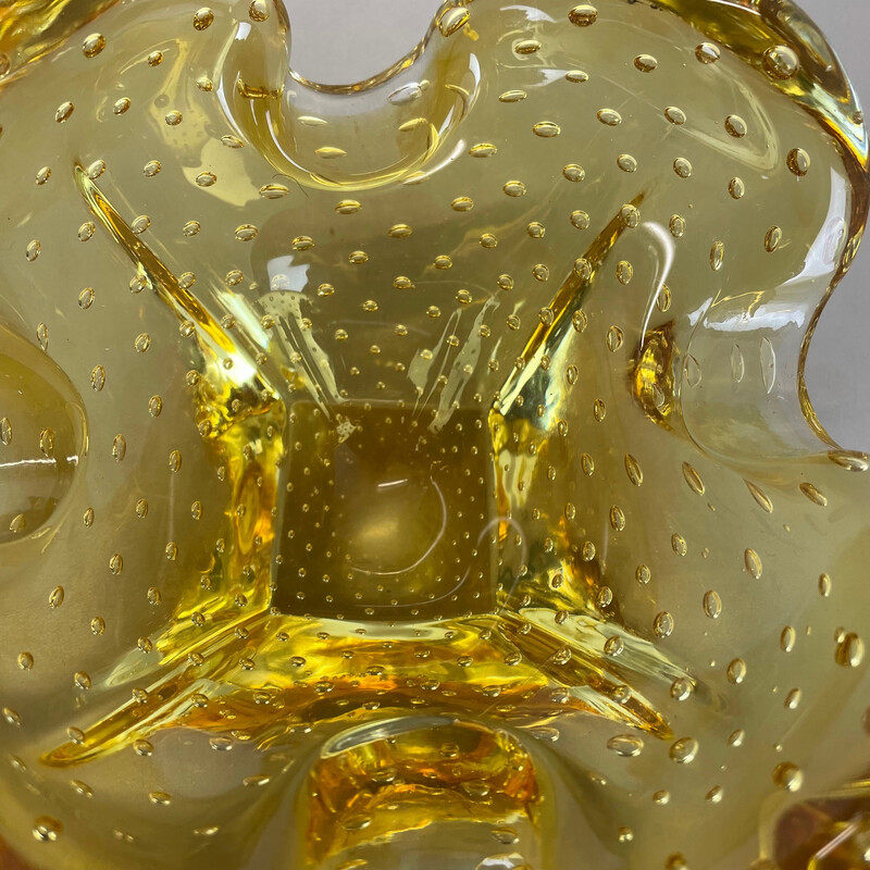 Cenicero vintage de cristal de Murano "Honey Bubble", Italia años 70