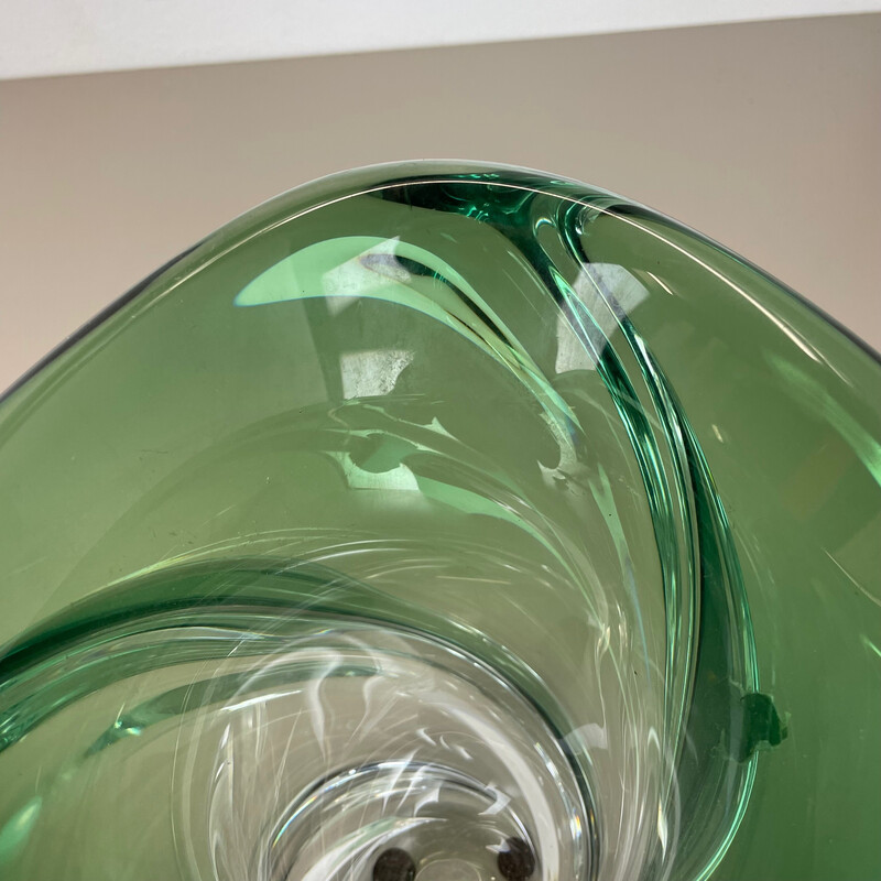 Vintage crystal and glass "Wave" vase by Val Saint Lambert, Bélgica Anos 60