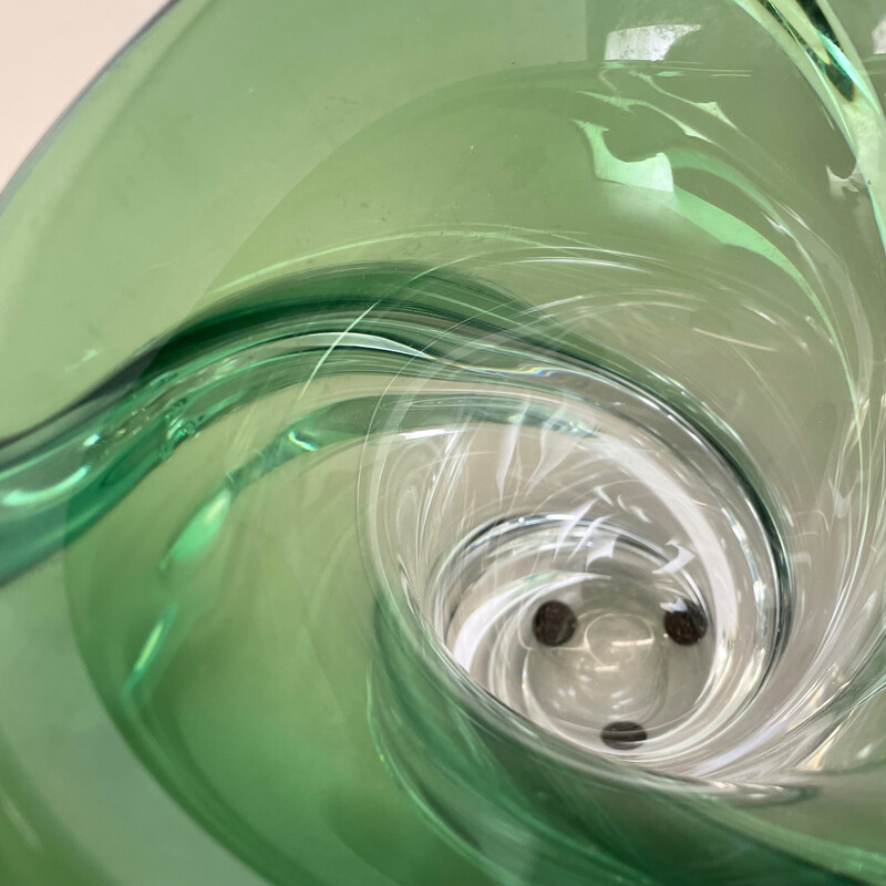 Vintage crystal and glass "Wave" vase by Val Saint Lambert, Belgium 1960s