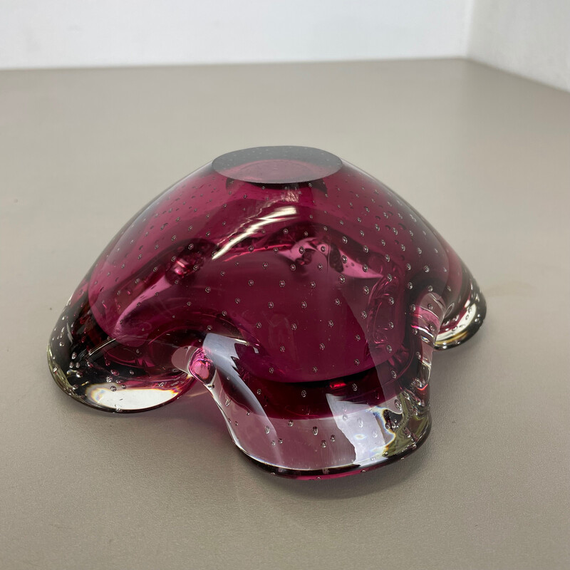 Aschenbecher aus rosa Muranoglas, Italien 1970er Jahre