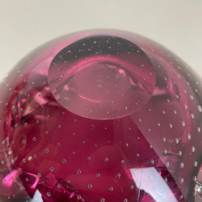 Vintage roze Murano bubbelglas asbak, Italië 1970