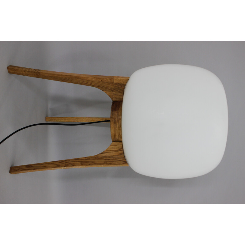 Lampe vintage en verre et bois de chêne, 1970