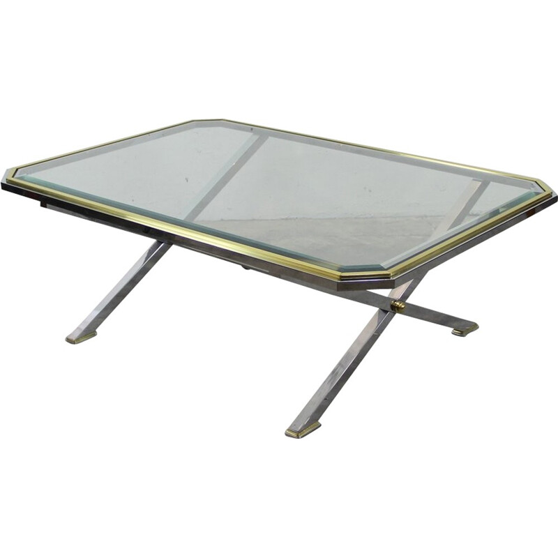 Table basse italienne rectangulaire en verre - 1970