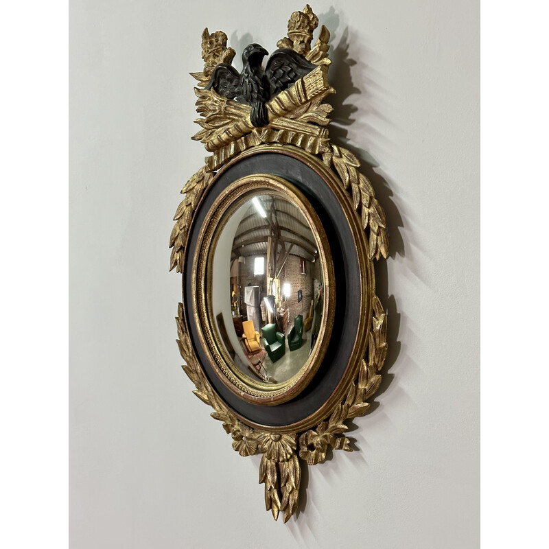 Espejo ovalado de madera tallada vintage con ojo de bruja, 1940