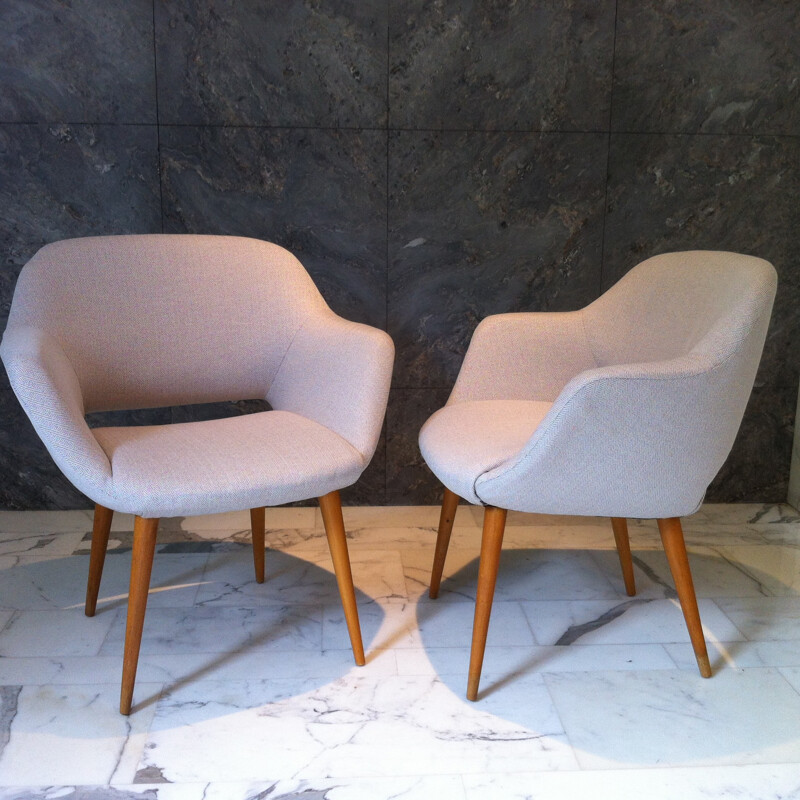 Pair of Sovietic beige armchairs - 1960s 