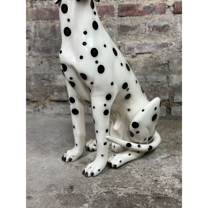 Chien dalmatien vintage en faience, Italie 1970