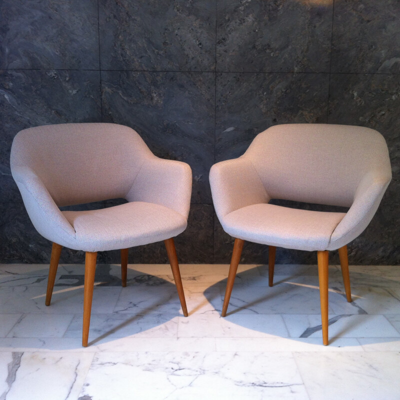 Pair of Sovietic beige armchairs - 1960s 