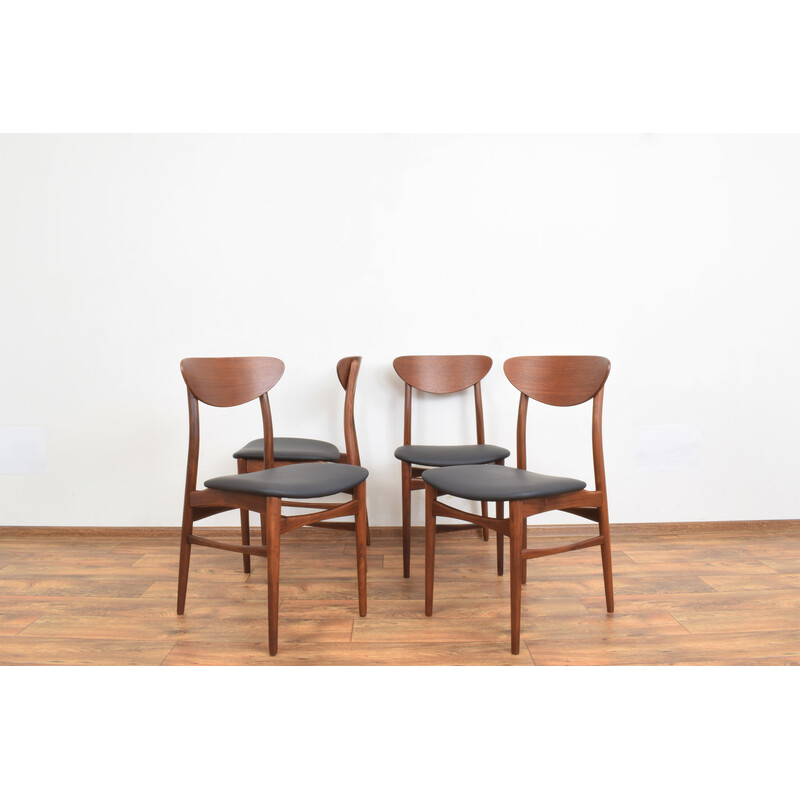 Set of 4 mid-century teak dining chairs, Denmark 1960s